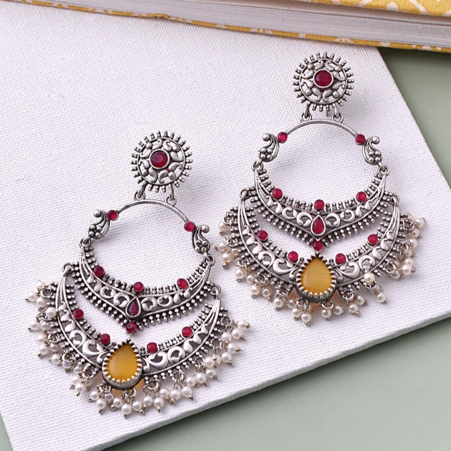 Pearlfect Smiling Moon Long Dangler Earrings