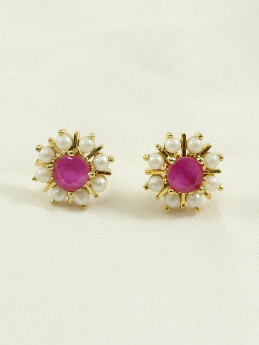 Pearlfect Redstone Pearls Traditional Earrings