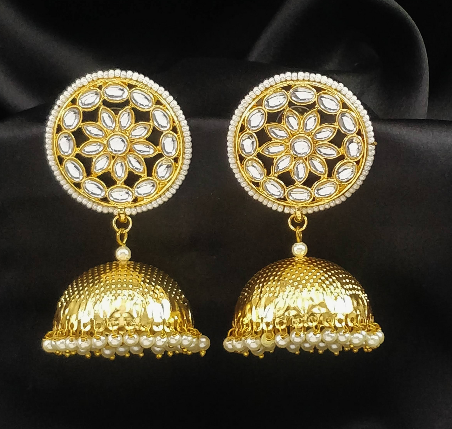 Pearlfect Mughal Minaret Earrings with Jadau Stone