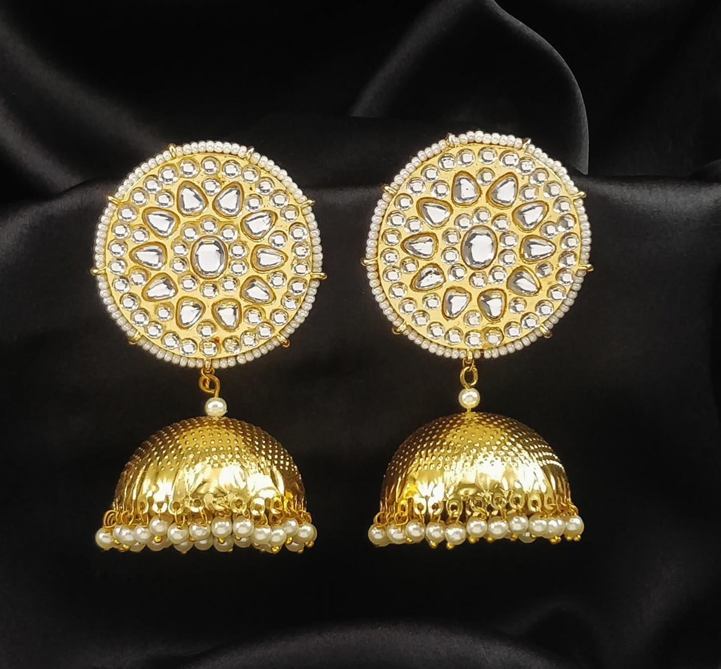 Pearlfect Mughal Minaret Earrings with Jadau Stone